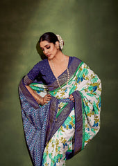 Quill Grey Cotton Silk Floral Print Saree