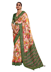 Rose Gold Cotton Silk Floral Print Saree