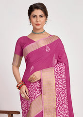 Tulip Pink Cotton Silk Batik Print Saree