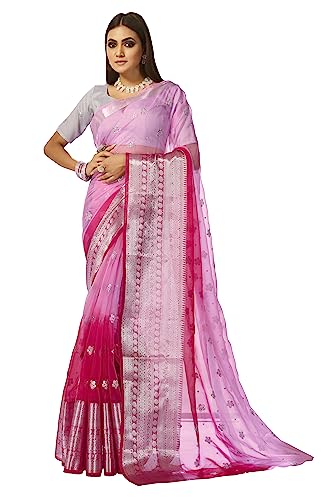 Elina fashion Cotton Silk Sarees For Women Indian Party Wear Sequins Saree Sari & Unstitched Blouse