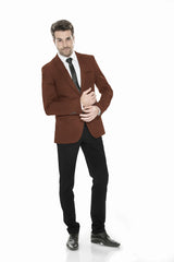 Brown Men's Two Button Dress Party Solid Suit Jacket Notched Lapel Slim Fit Stylish Blazer