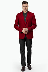 Maroon Men's Two Button Dress Party Solid Suit Jacket Notched Lapel Slim Fit Stylish Blazer