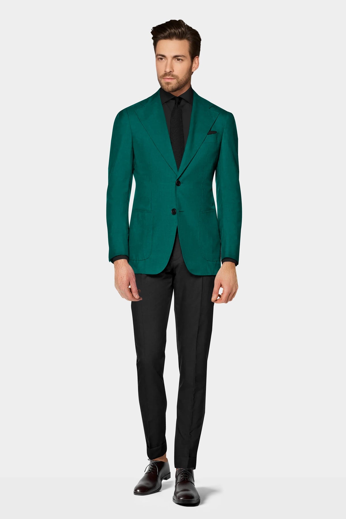 Veste de costume unie à deux boutons pour homme, blazer élégant à revers crantés, coupe slim