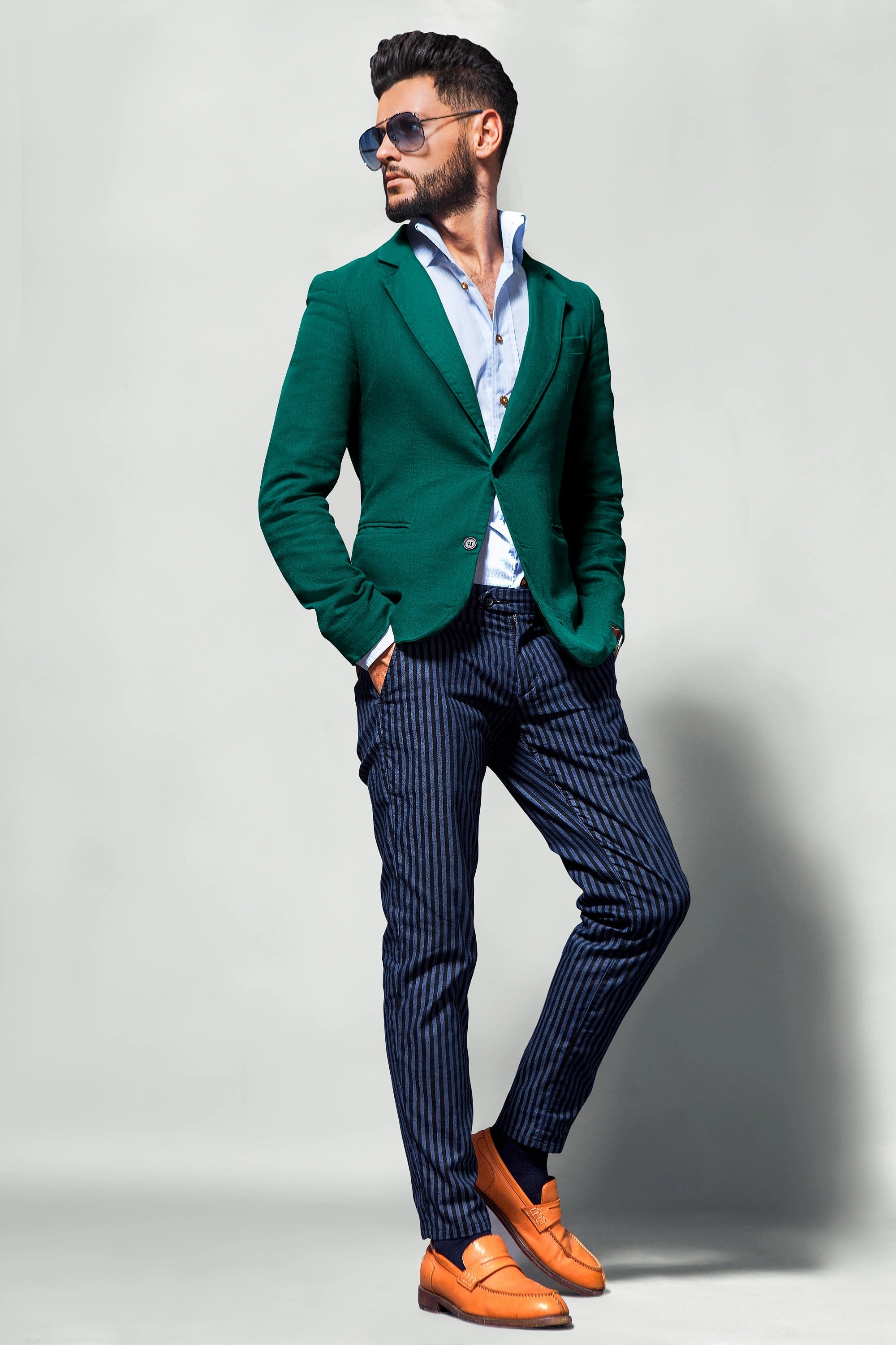 Teal Men's Two Button Dress Party Solid Suit Jacket Notched Lapel Slim Fit Stylish Blazer