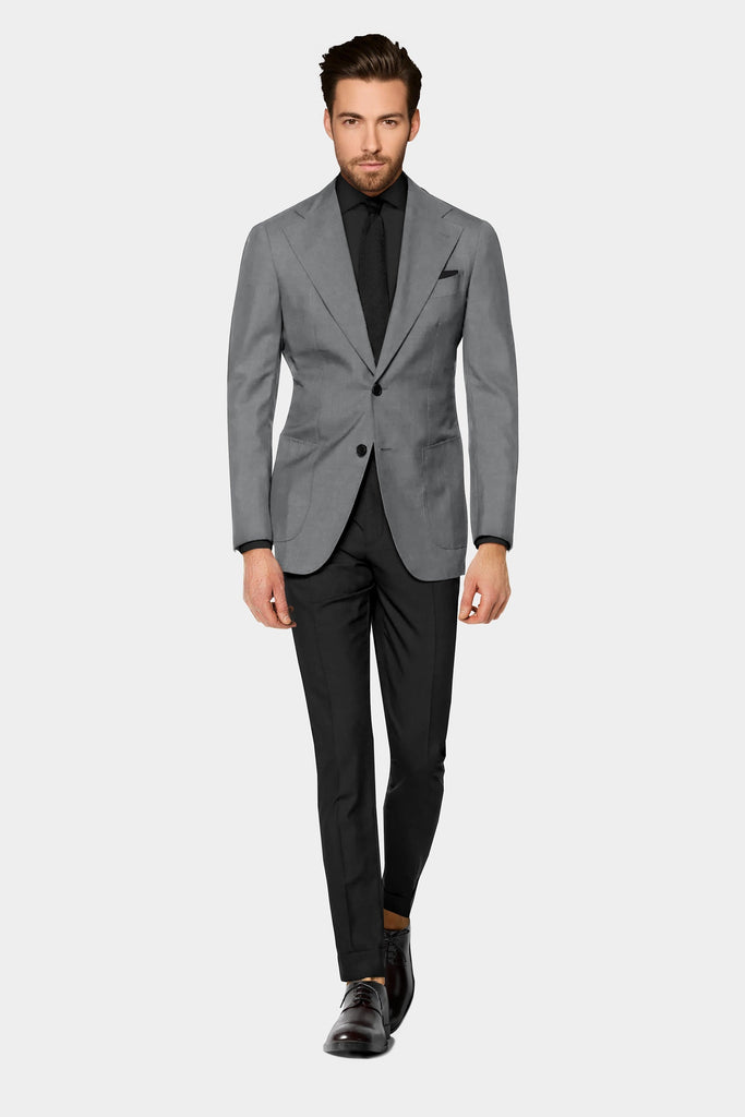 Gray Men's Two Button Dress Party Solid Suit Jacket Notched Lapel Slim Fit Stylish Blazer