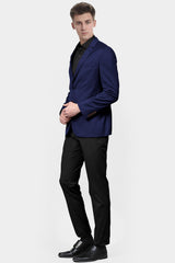 Navy Blue Men's Two Button Dress Party Solid Suit Jacket Notched Lapel Slim Fit Stylish Blazer