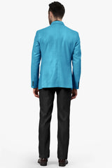 Turquoise Men's Two Button Dress Party Solid Suit Jacket Notched Lapel Slim Fit Stylish Blazer