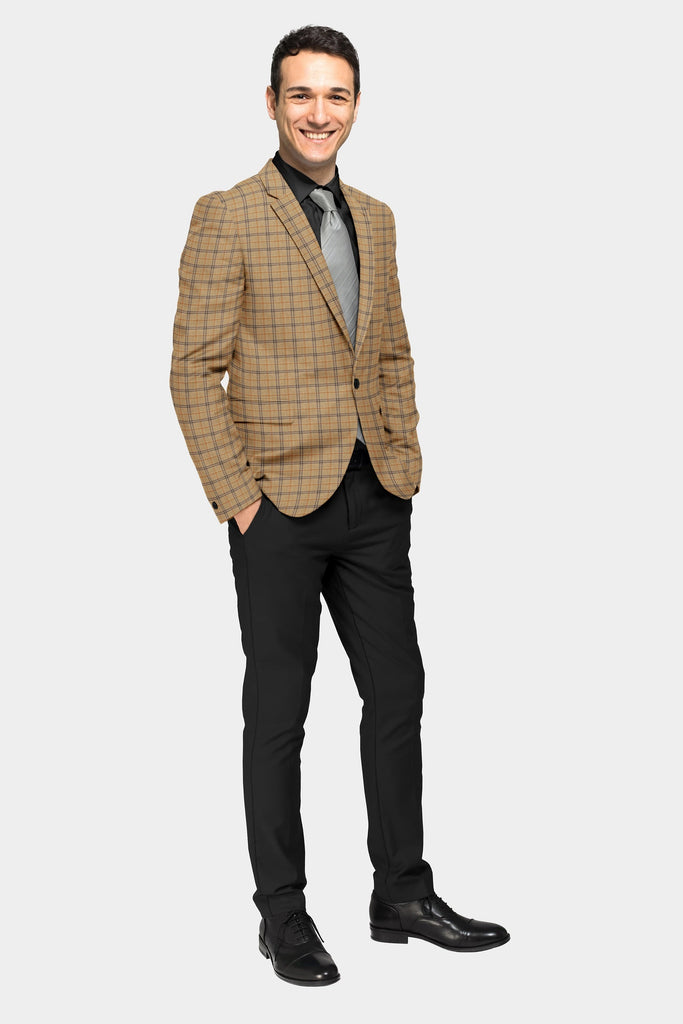 Beige Men's Two Button Dress Party  Suit Jacket Notched Lapel Slim Fit Stylish Blazer