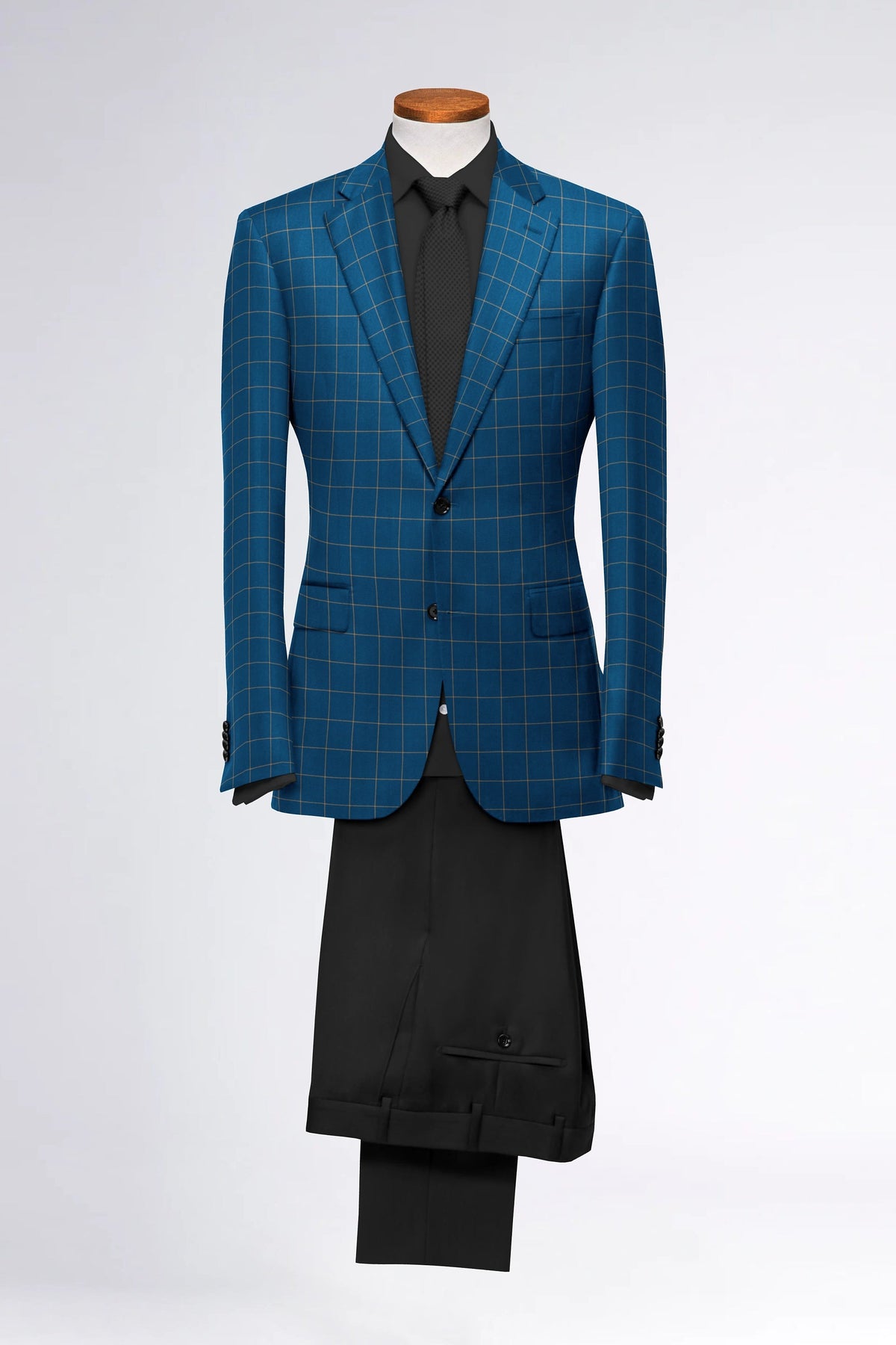 Teal Men's Two Button Dress Party Checks Print Suit Jacket Notched Lapel Slim Fit Stylish Blazer