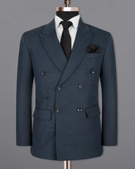 Navy Blue Men's Two Button Dress Party Solid Suit Jacket Notched Lapel Slim Fit Stylish Blazer