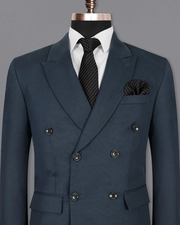 Navy Blue Men's Two Button Dress Party Solid Suit Jacket Notched Lapel Slim Fit Stylish Blazer