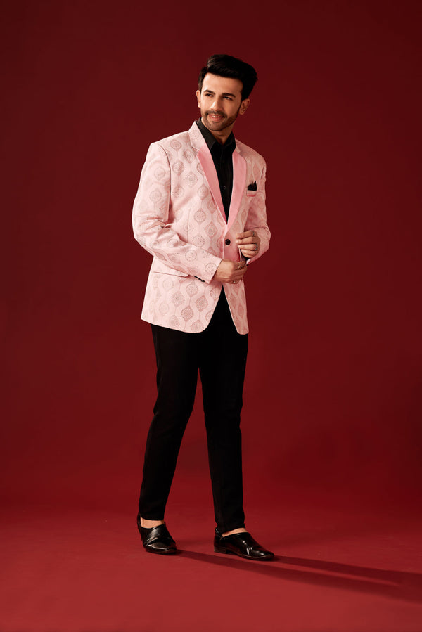 Cavern Pink Men's Two Button Dress Party  Suit Jacket Notched Lapel Slim Fit Stylish Blazer