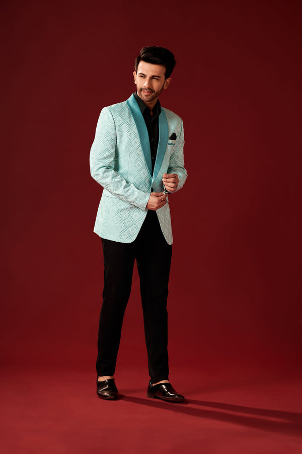 Sea Green Men's Two Button Dress Party  Suit Jacket Notched Lapel Slim Fit Stylish Blazer