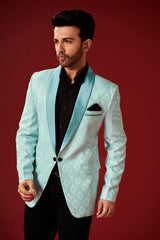 Sea Green Men's Two Button Dress Party  Suit Jacket Notched Lapel Slim Fit Stylish Blazer