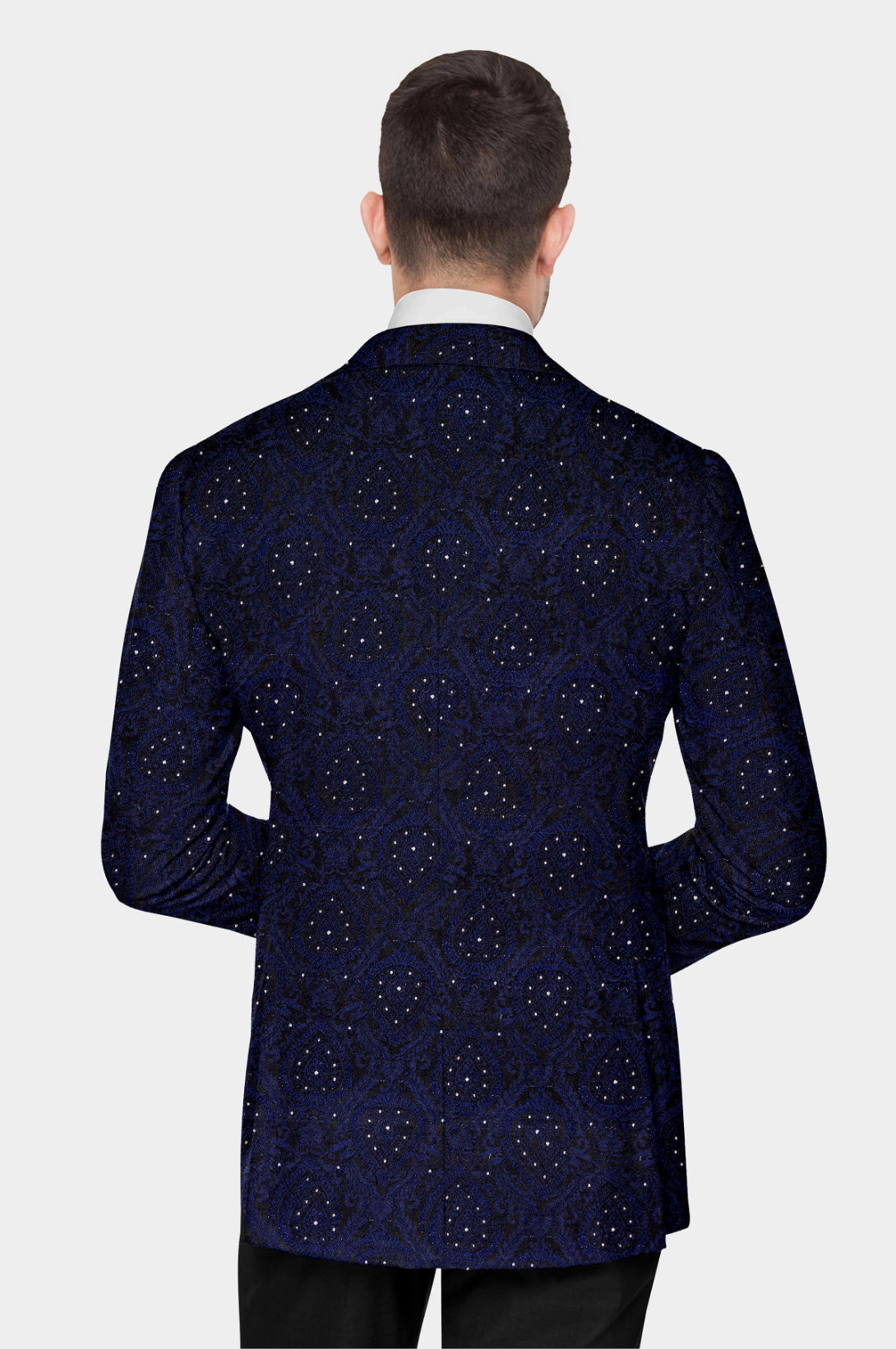 Navy Blue Men's Party Embroidery Suit Jacket Slim Fit Blazer