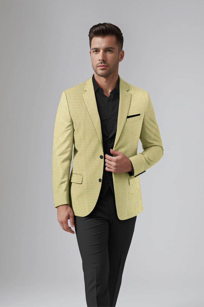 Tan Brown Men's Party Checkered Suit Jacket Slim Fit Blazer