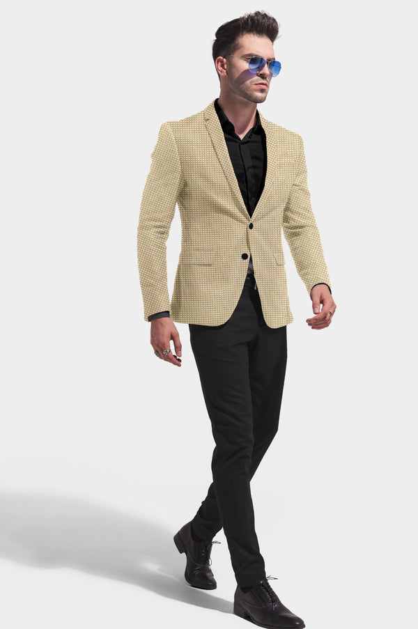 Beige Men's Party Checkered Suit Jacket Slim Fit Blazer