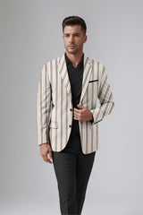 Veste de costume à rayures marron pour homme, blazer slim fit