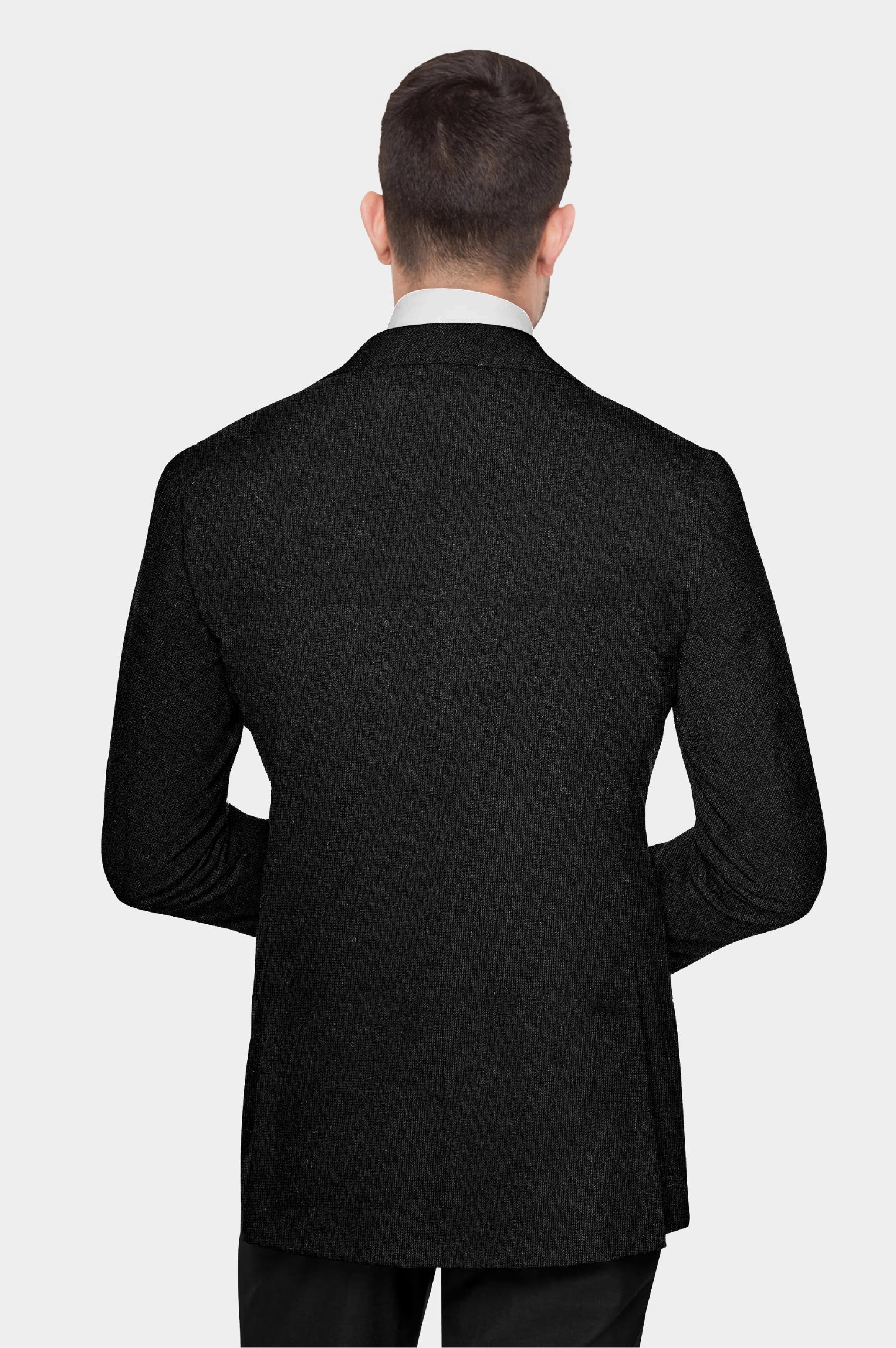 Black Men's Party Texture Suit Jacket Slim Fit Blazer