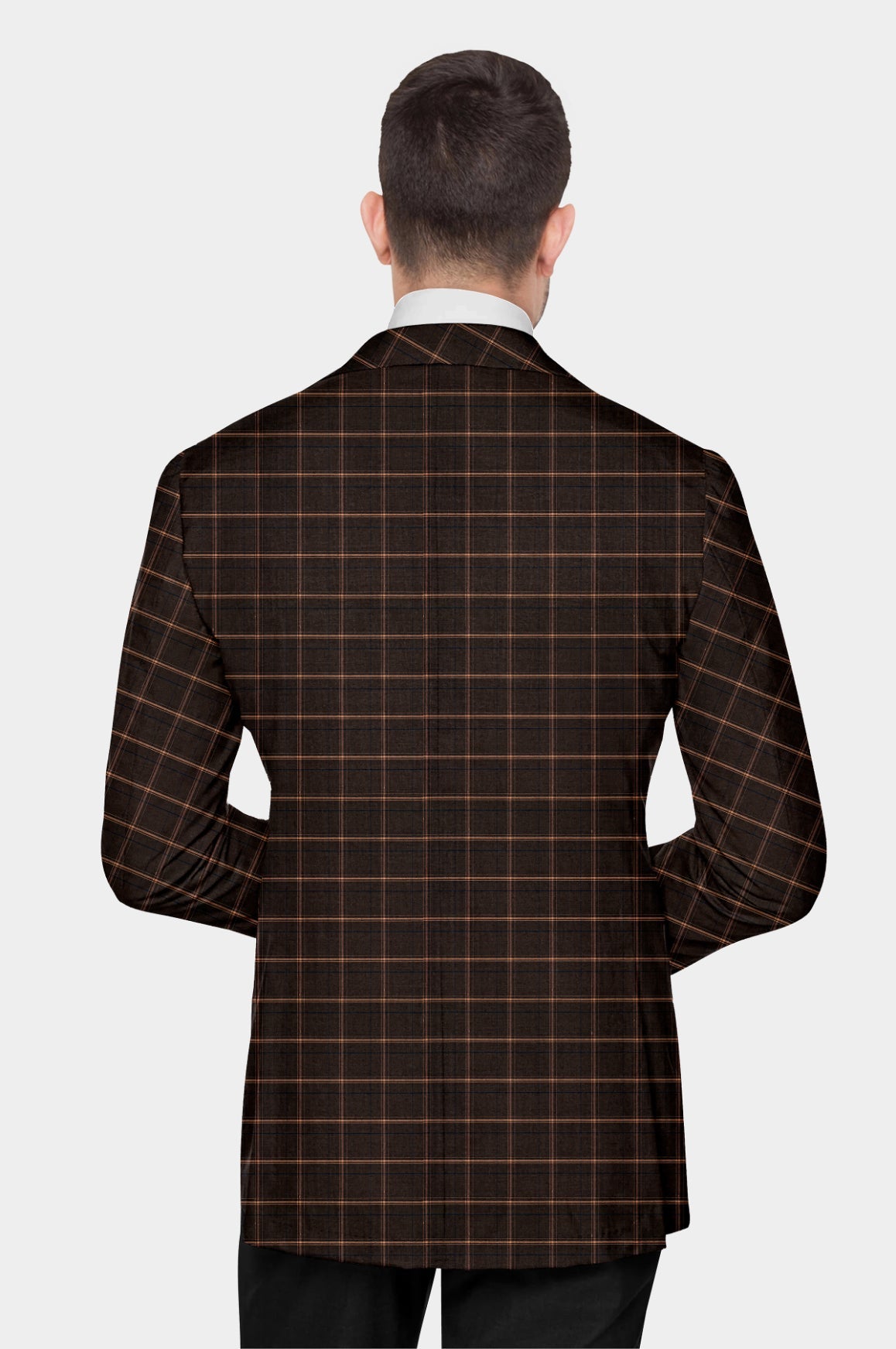 Woody Brown Men's Party Checkered Suit Jacket Slim Fit Blazer