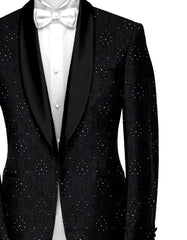 Black Men's Party Embroidery Suit Jacket Slim Fit Blazer