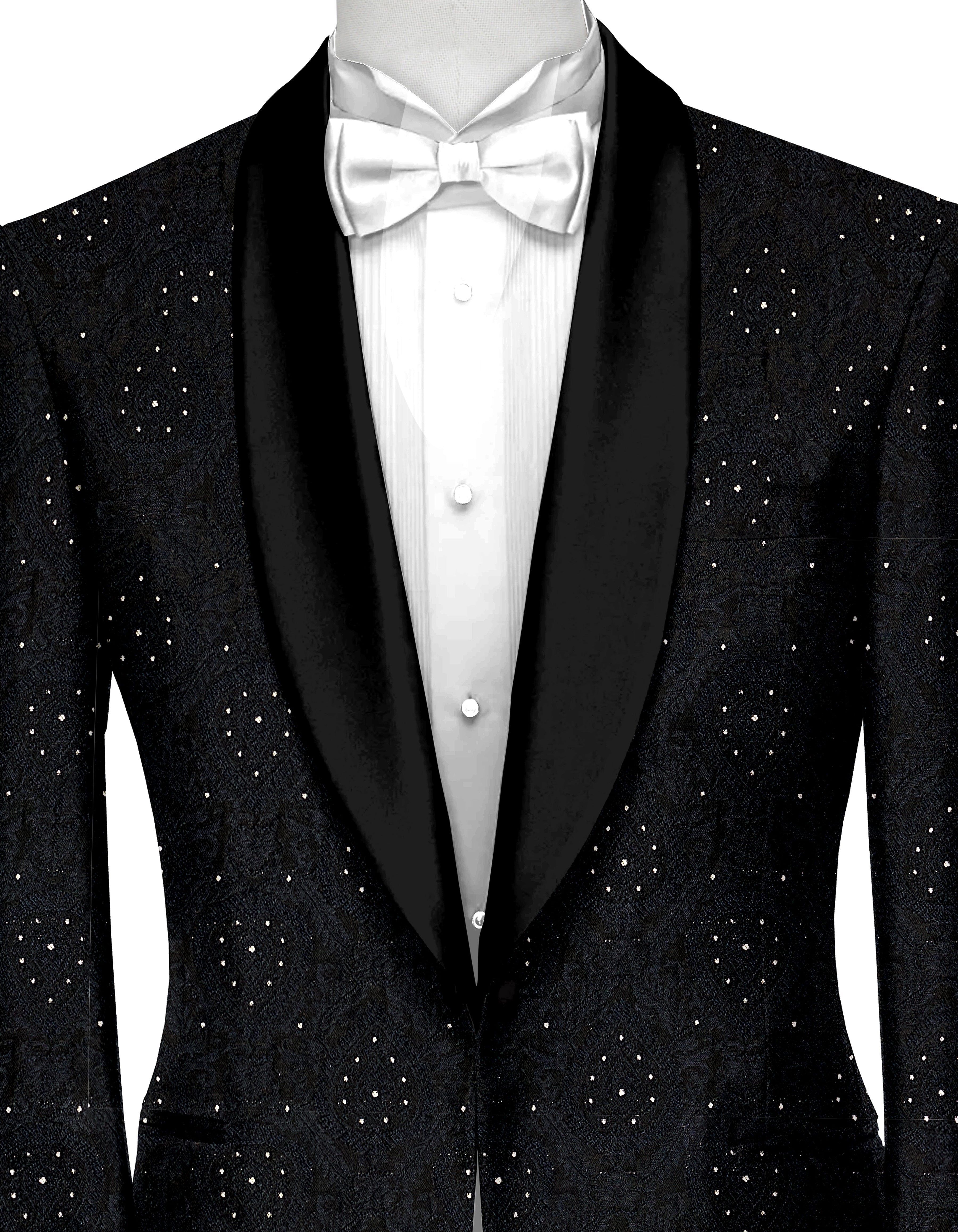 Black Men's Party Embroidery Suit Jacket Slim Fit Blazer