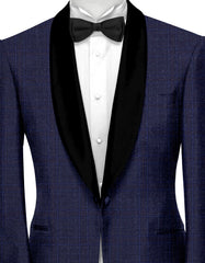 Navy Blue Men's Party Checks Suit Jacket Slim Fit Blazer