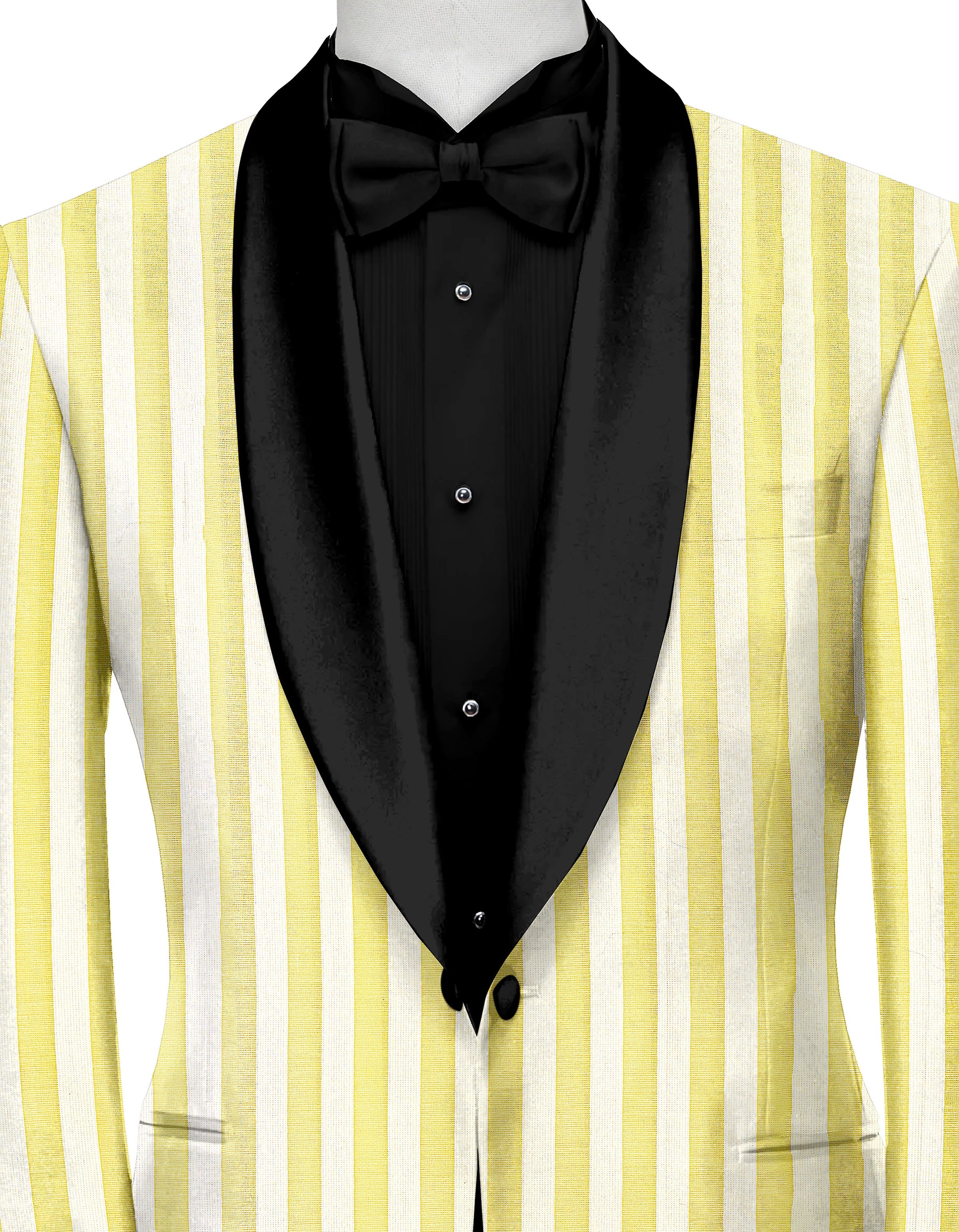 Yellow White Men's Party Stripe Suit Jacket Slim Fit Blazer