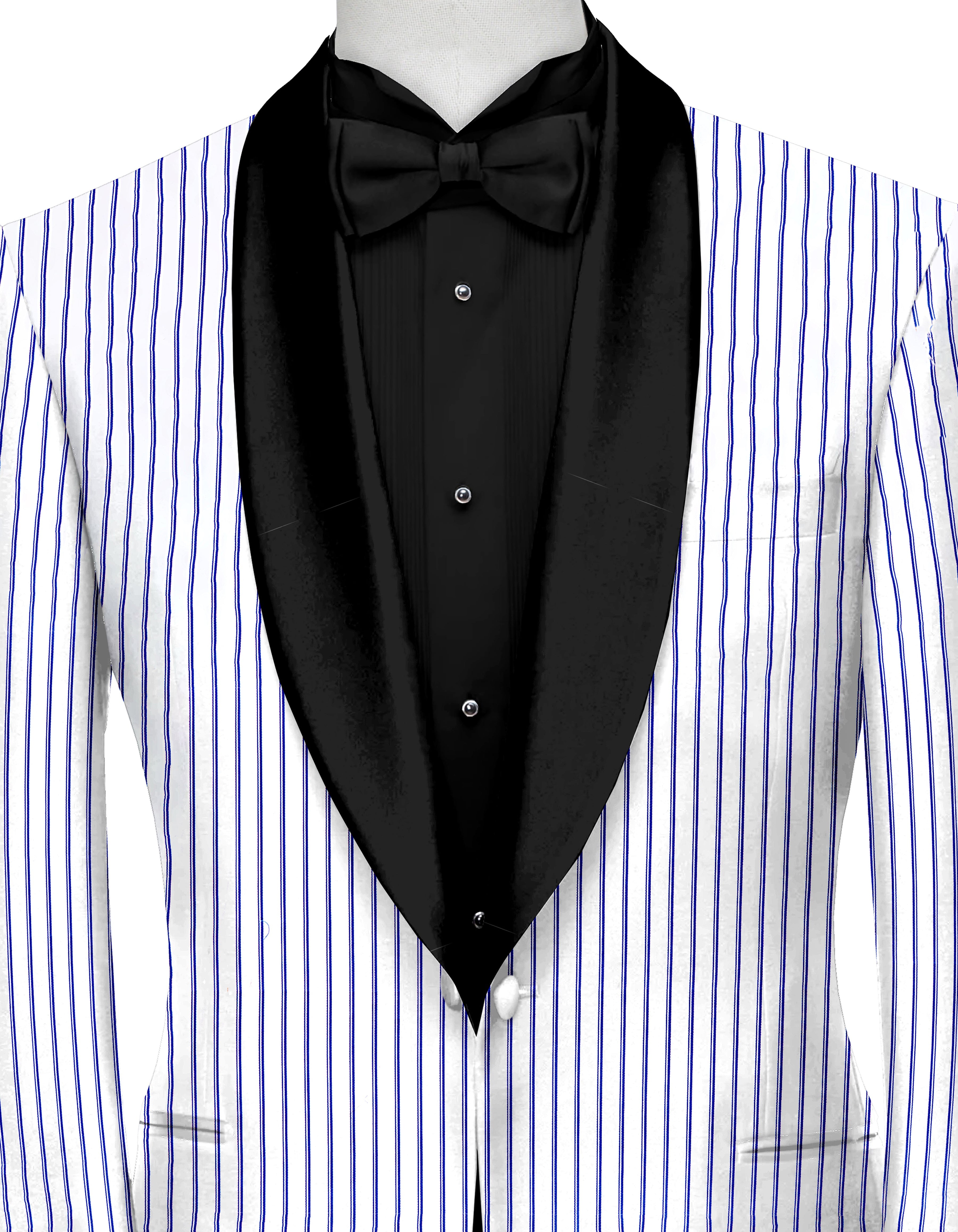 White Royal Blue Men's Party Stripe Suit Jacket Slim Fit Blazer