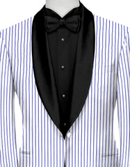 White Royal Blue Men's Party Stripe Suit Jacket Slim Fit Blazer