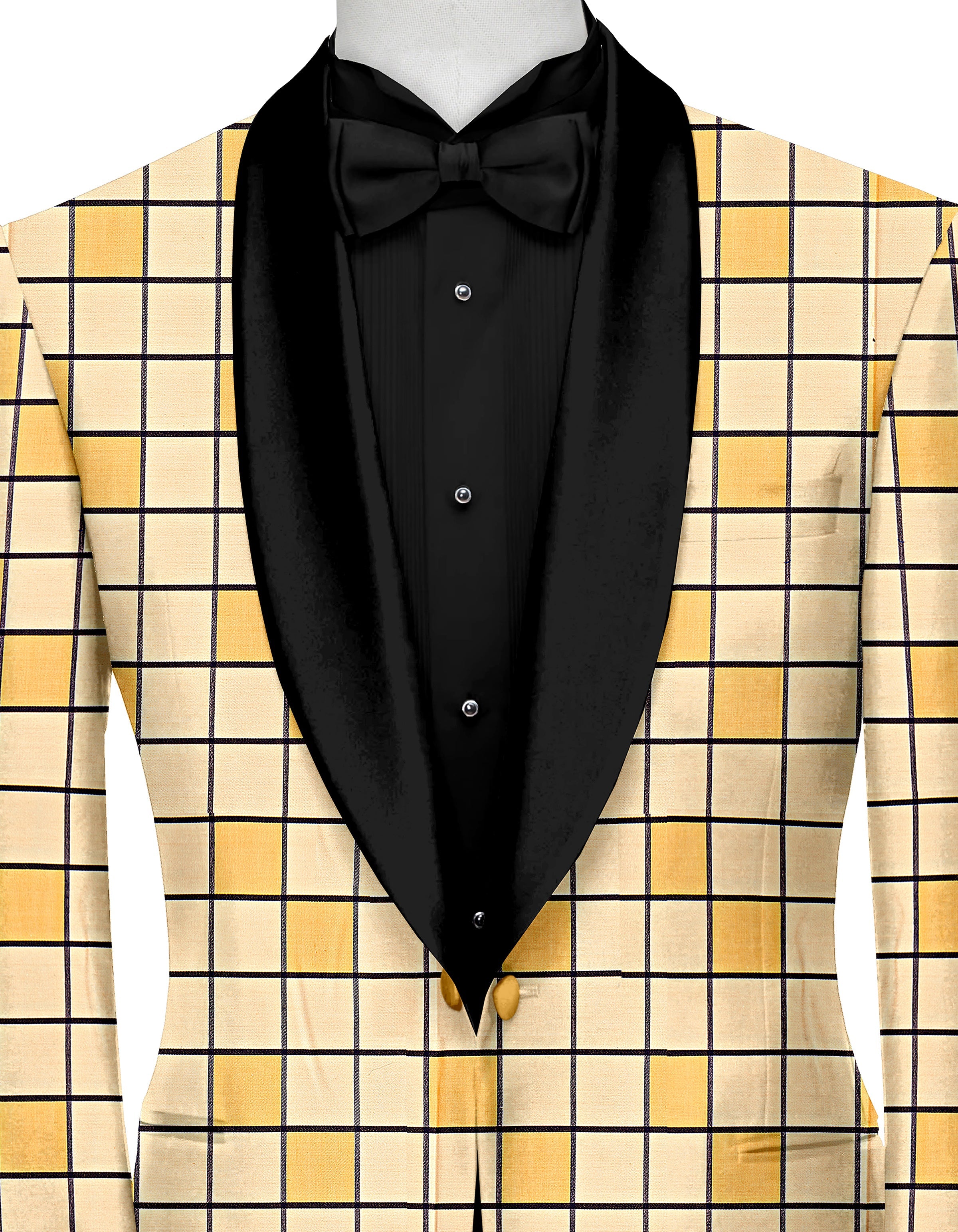 Orange Yellow Men's Party Checks Suit Jacket Slim Fit Blazer