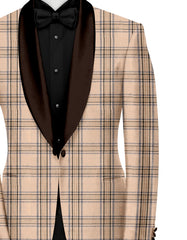 Rose Gold Men's Party Checks Suit Jacket Slim Fit Blazer