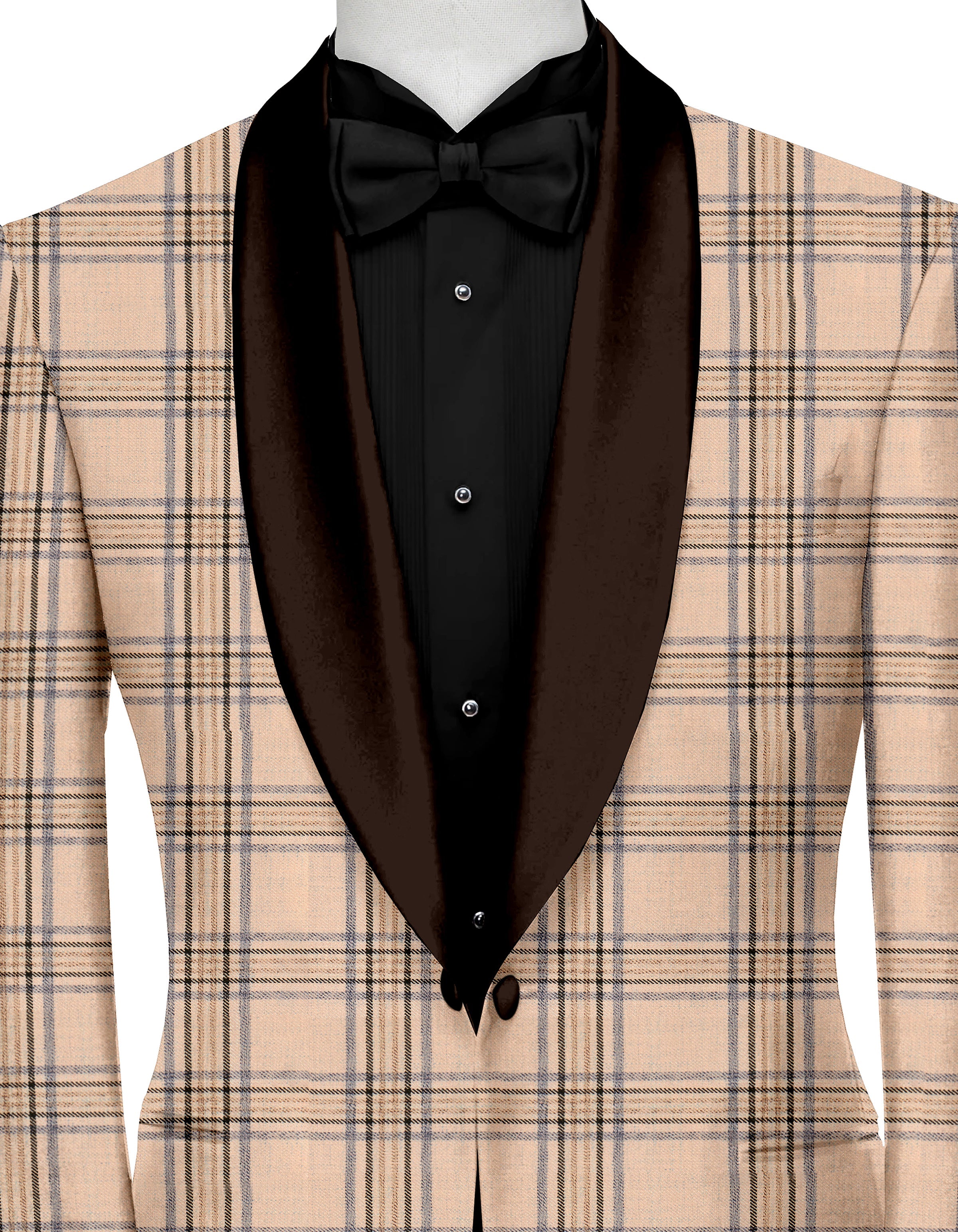 Rose Gold Men's Party Checks Suit Jacket Slim Fit Blazer