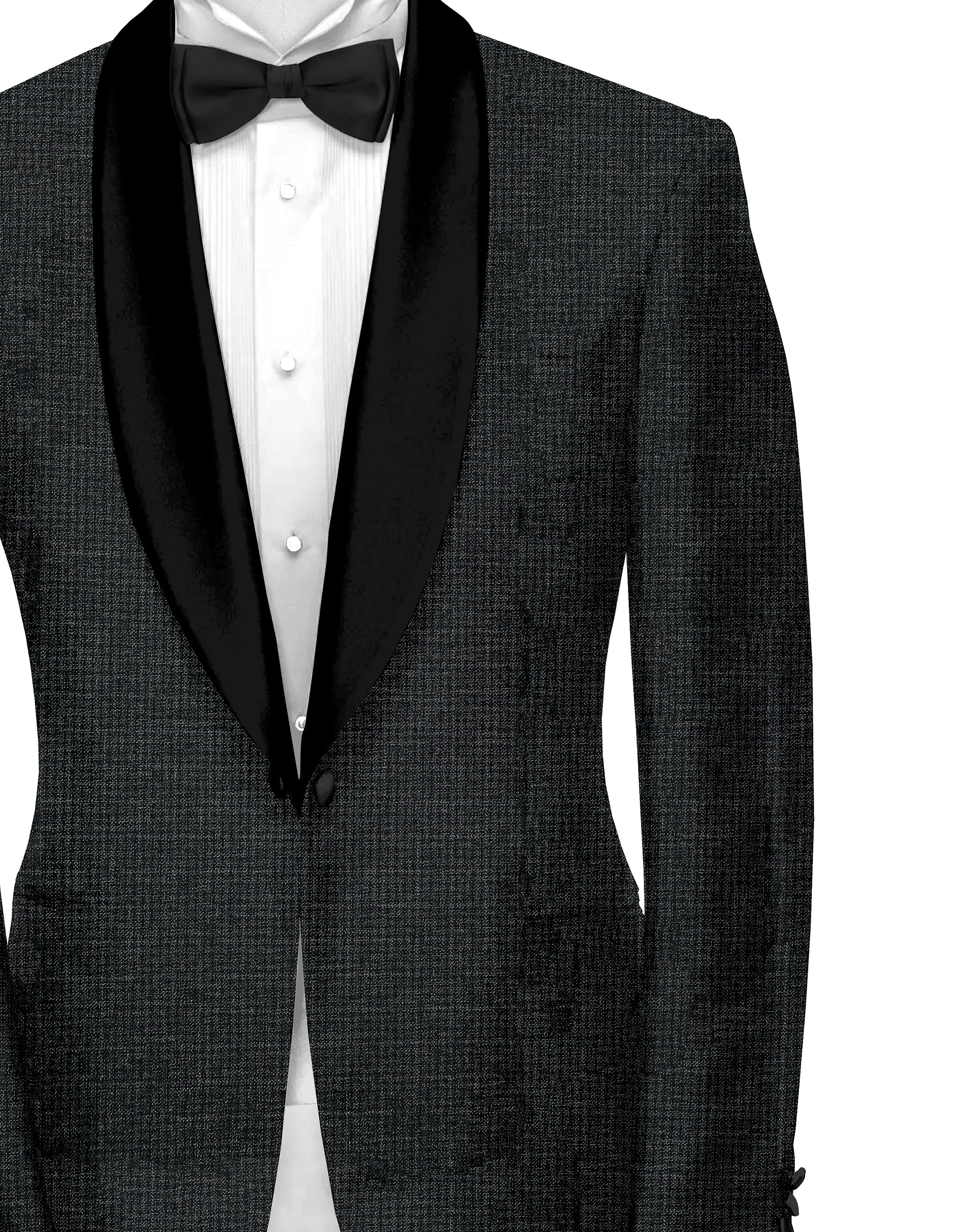 Black Men's Party Texture Suit Jacket Slim Fit Blazer