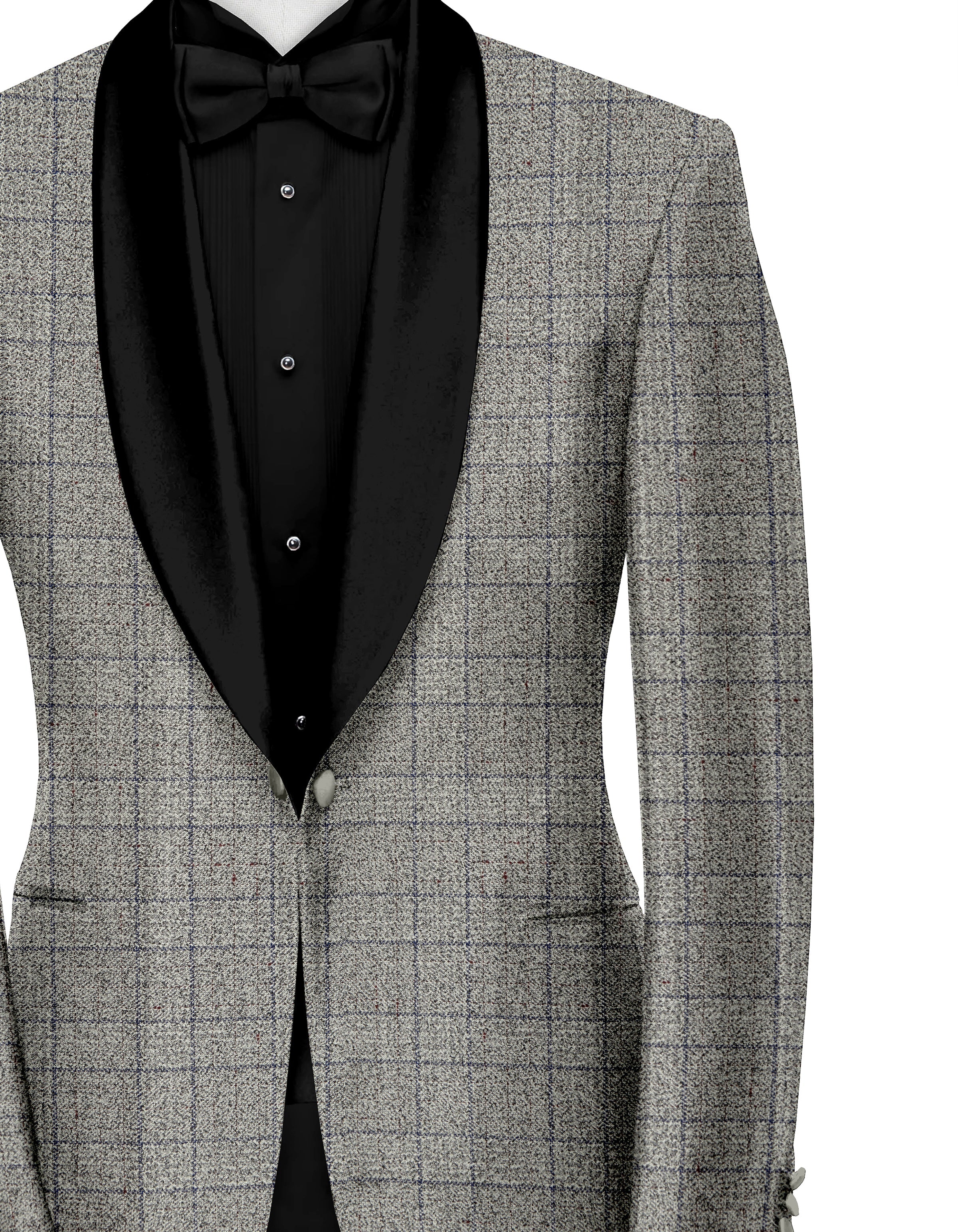 Veste de costume à carreaux de fête pour homme en argent pâle Blazer Slim Fit