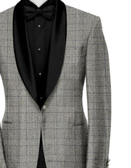 Veste de costume à carreaux de fête pour homme en argent pâle Blazer Slim Fit