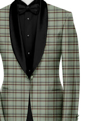 Veste de costume à carreaux vert grisâtre pour homme, blazer slim fit