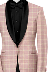 Faded Pink Men's Party Checks Suit Jacket Slim Fit Blazer