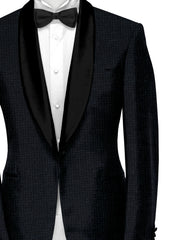 Black Men's Party Texture Suit Jacket Slim Fit Blazer