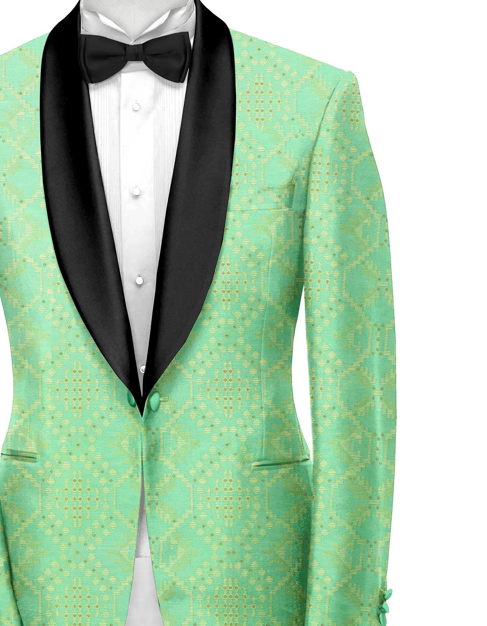 Veste de costume jacquard de fête pour homme vert mer Blazer coupe slim