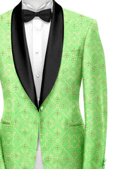 Light Green Men's Party Jacquard Suit Jacket Slim Fit Blazer