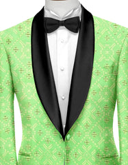 Light Green Men's Party Jacquard Suit Jacket Slim Fit Blazer