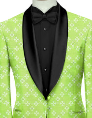 Avocado Green Men's Party Jacquard Suit Jacket Slim Fit Blazer