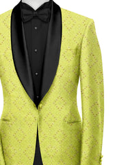 Avocado Green Men's Party Jacquard Suit Jacket Slim Fit Blazer