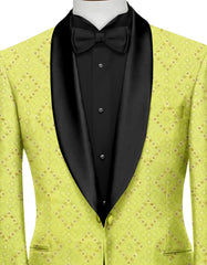 Avocado Green Men's Party Jacquard Suit Jacket Slim Fit Blazer