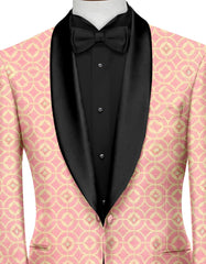 Dull Pink Men's Party Jacquard Suit Jacket Slim Fit Blazer