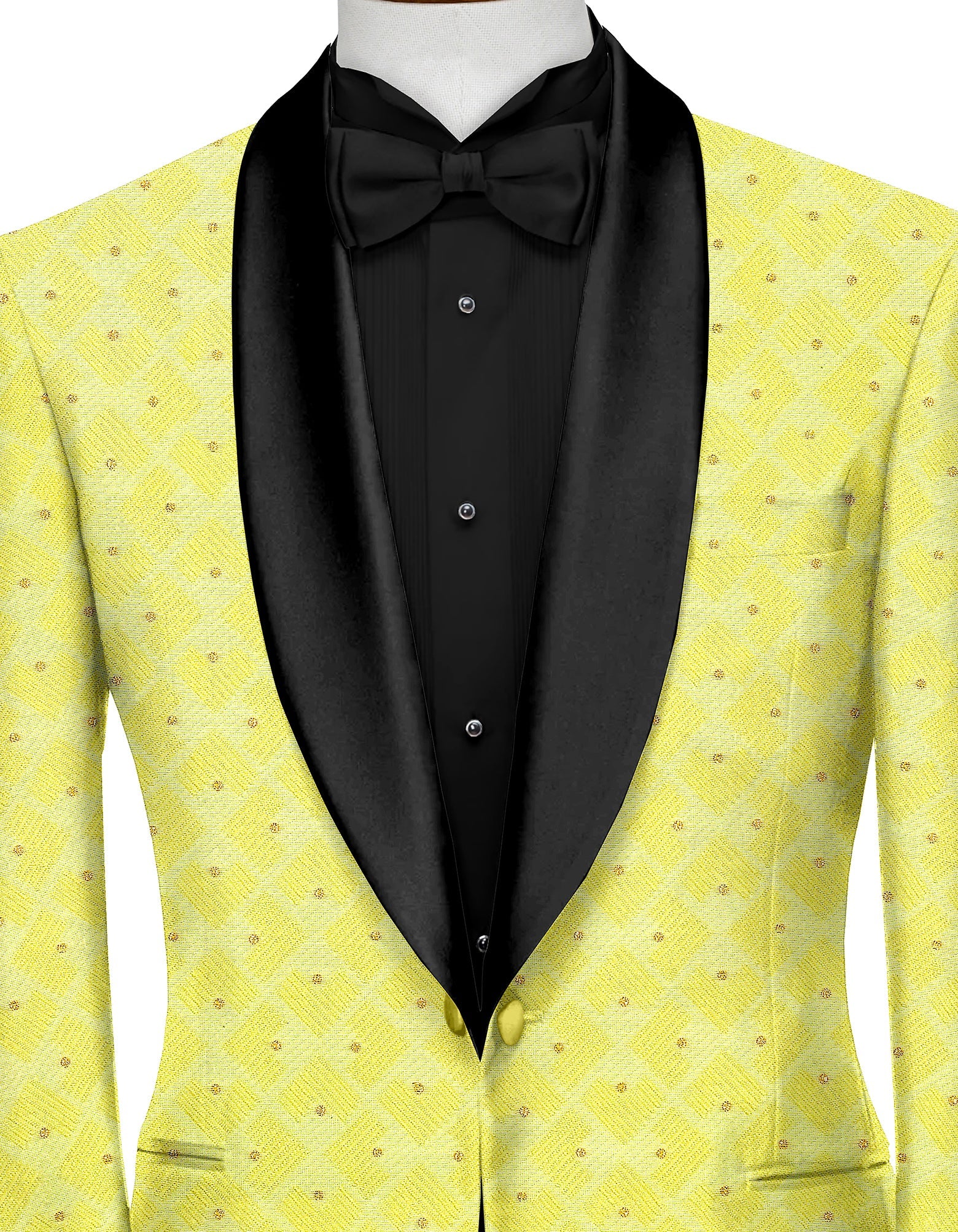 Dull Yellow Men's Party Jacquard Suit Jacket Slim Fit Blazer