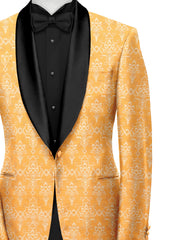 Peach Orange Men's Party Jacquard Suit Jacket Slim Fit Blazer