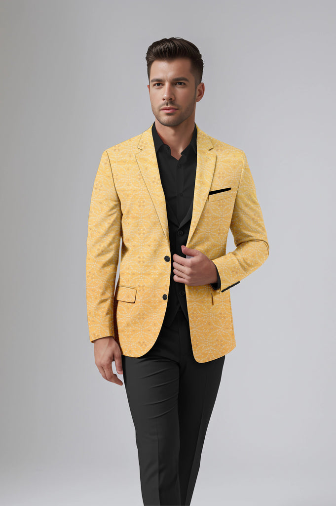 Peach Orange Men's Party Jacquard Suit Jacket Slim Fit Blazer