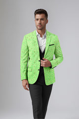 Veste de costume jacquard vert olive pour homme, coupe slim